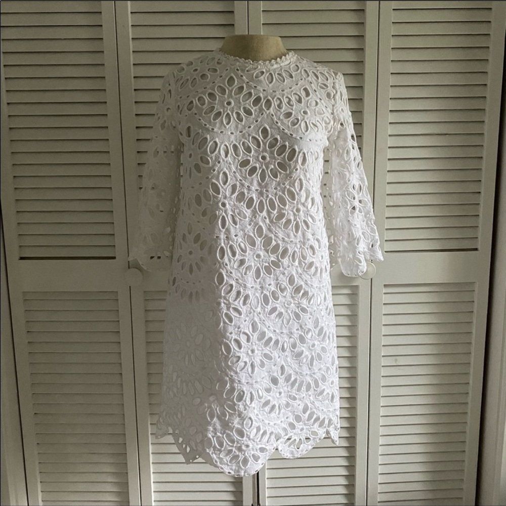 Ann Taylor | Scallop Eyelet Shift Dress